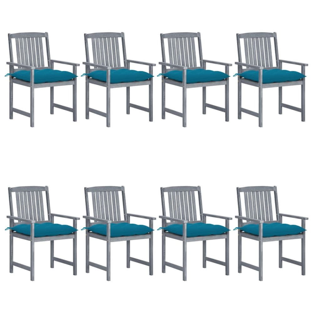 Petromila vidaXL Záhradné stoličky s podložkami 8 ks akáciový masív sivé